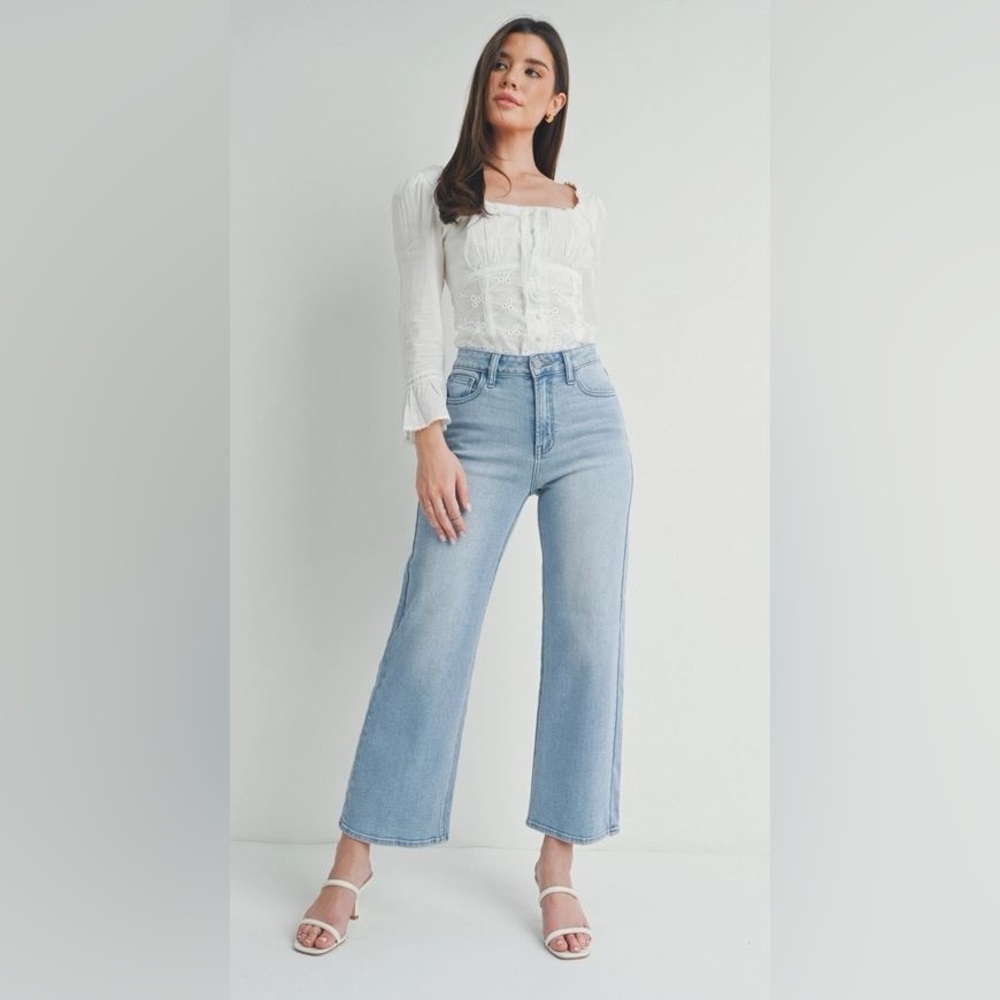Just USA Slim Wide Leg Jeans with Stretch